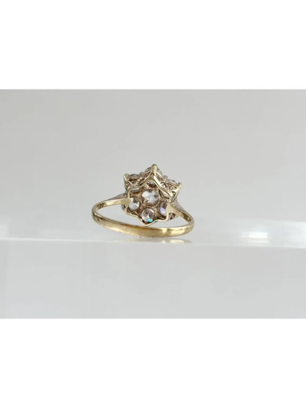 Gold Overlay Cubic Zirconia Vermeil Sterling Silver 925 Vintage Ring - sz 7